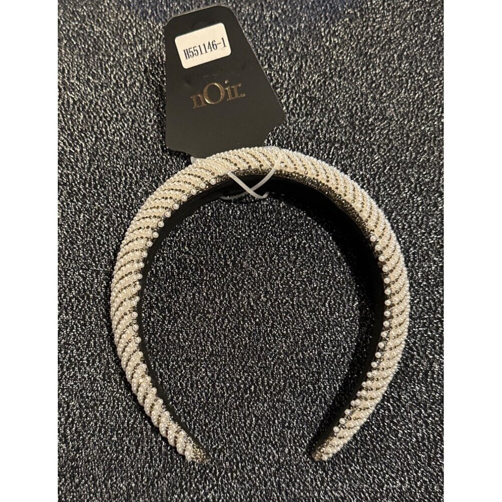 Noir Pearl & Rhinestone Embellished Headband - Picture 5 of 5